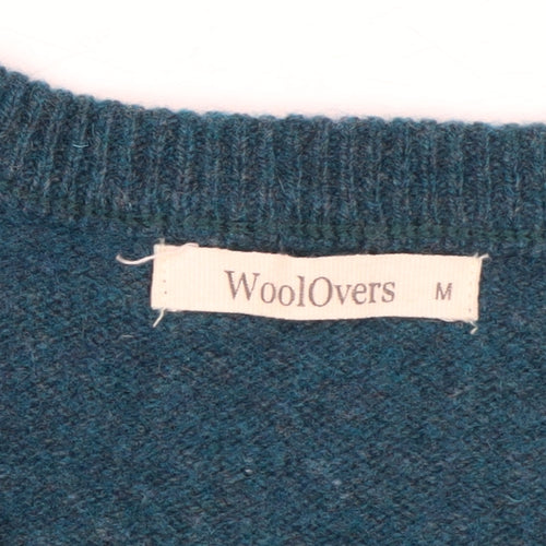 WoolOvers Women Blue 100% Lambswool V-Neck Jumper Size M