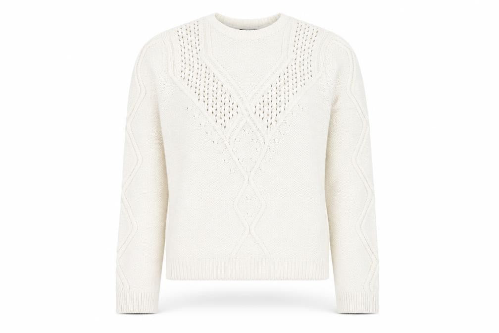Lipsy Women Ivory Cable Knit Crew Neck Jumper Size 10