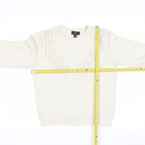 Lipsy Women Ivory Cable Knit Crew Neck Jumper Size 10