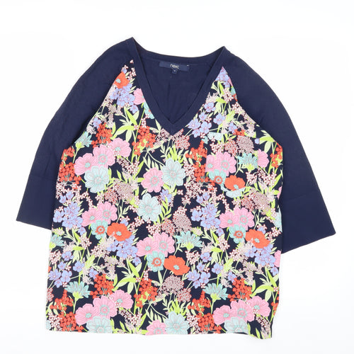 Next Women's Multicoloured Floral V-Neck Pullover Jumper Size 10