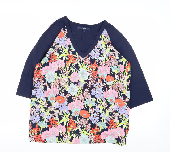 Next Women's Multicoloured Floral V-Neck Pullover Jumper Size 10