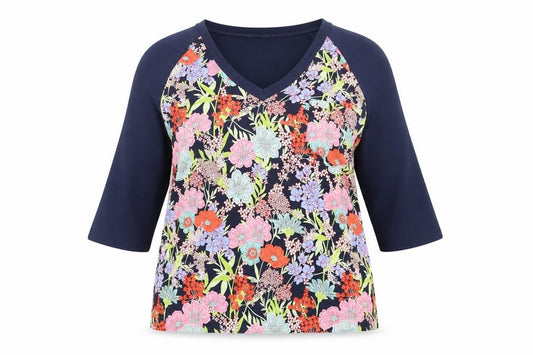 Front view of Next Women's Multicoloured Floral V-Neck jumper, size 10