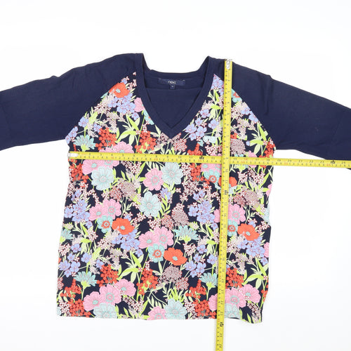 Next Women's Multicoloured Floral V-Neck Pullover Jumper Size 10