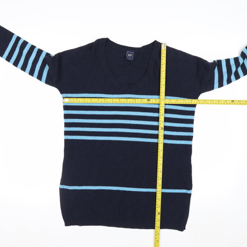 GAP Women’s Blue Striped V-Neck Knit Pullover Jumper XS
