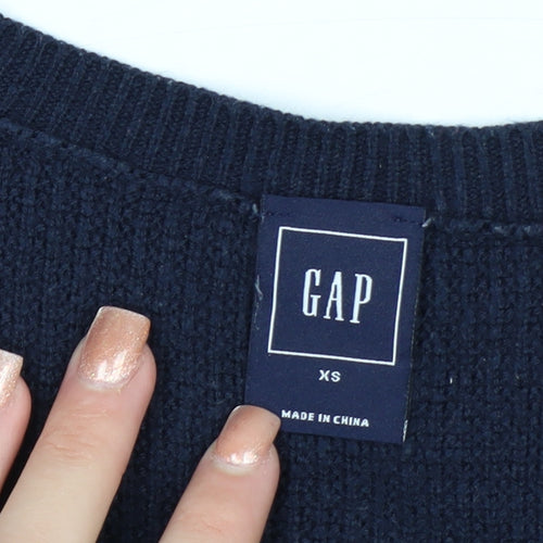 GAP Women’s Blue Striped V-Neck Knit Pullover Jumper XS