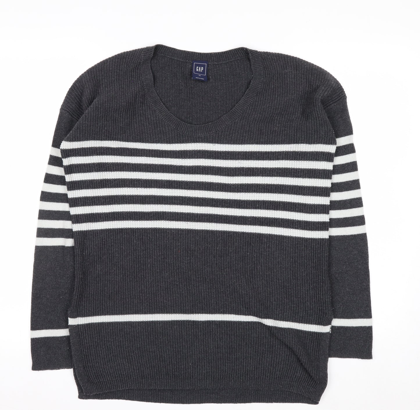GAP Womens Grey Striped Knit Pullover Jumper XS