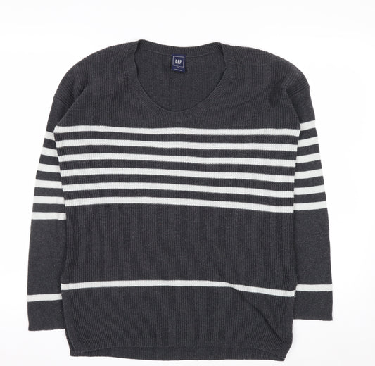 GAP Womens Grey Striped Knit Pullover Jumper XS