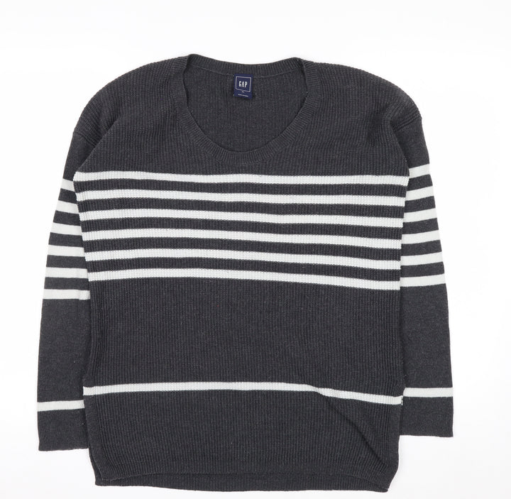 GAP Womens Grey Striped Knit Pullover Jumper XS