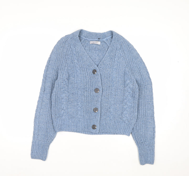 Marks and Spencer Per Una Blue Cable Knit V-Neck Women's Size 12 Cardigan