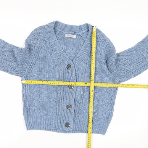 Marks and Spencer Per Una Blue Cable Knit V-Neck Women's Size 12 Cardigan