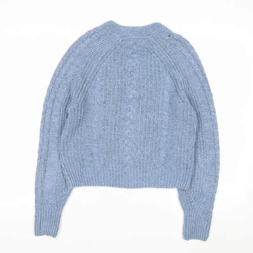 Marks and Spencer Per Una Blue Cable Knit V-Neck Women's Size 12 Cardigan