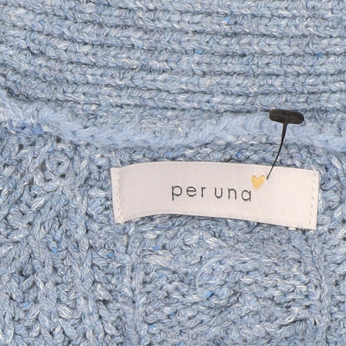 Marks and Spencer Per Una Blue Cable Knit V-Neck Women's Size 12 Cardigan
