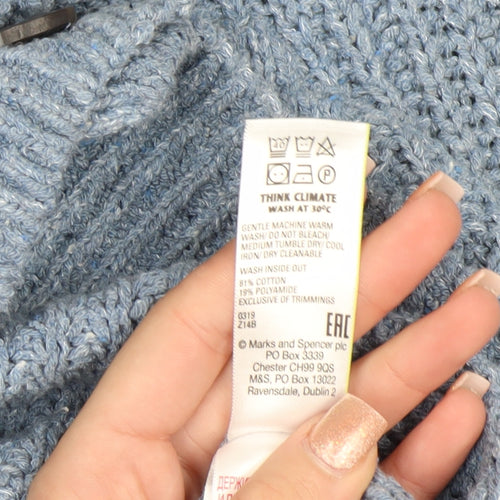 Marks and Spencer Per Una Blue Cable Knit V-Neck Women's Size 12 Cardigan