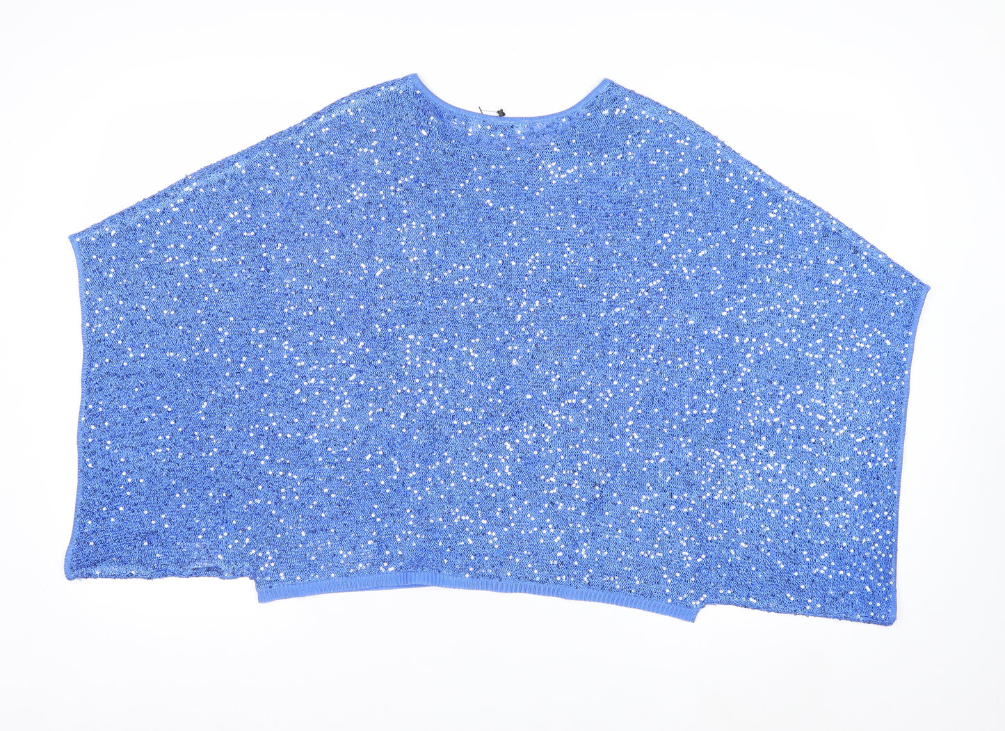 Alice Collins Womens Blue Sequin Cape Jumper S Relaxed Fit Knitwear