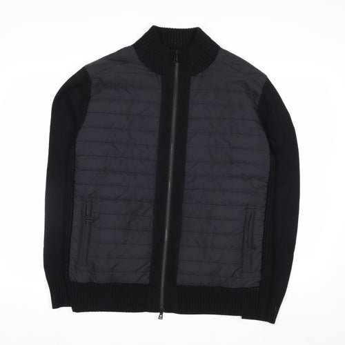 Belstaff Men's Black XL Wool Bomber Jacket with Zip Pockets