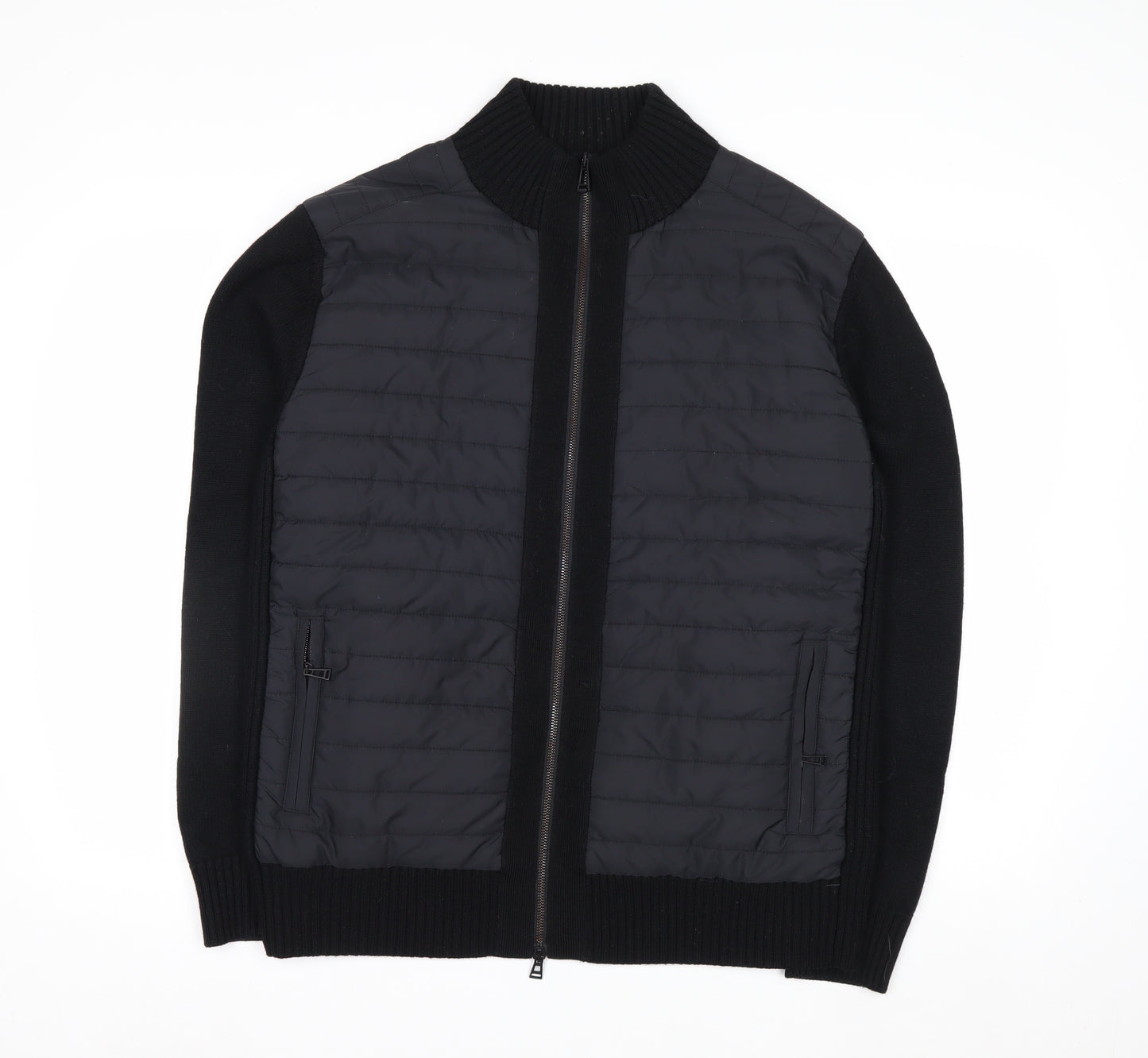 Belstaff Men's Black XL Wool Bomber Jacket with Zip Pockets