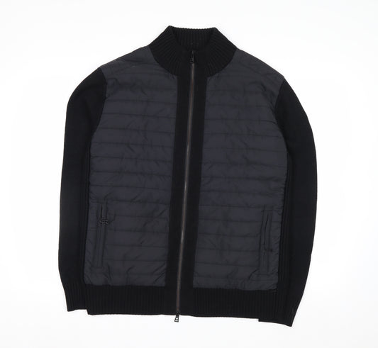 Belstaff Men's Black XL Wool Bomber Jacket with Zip Pockets