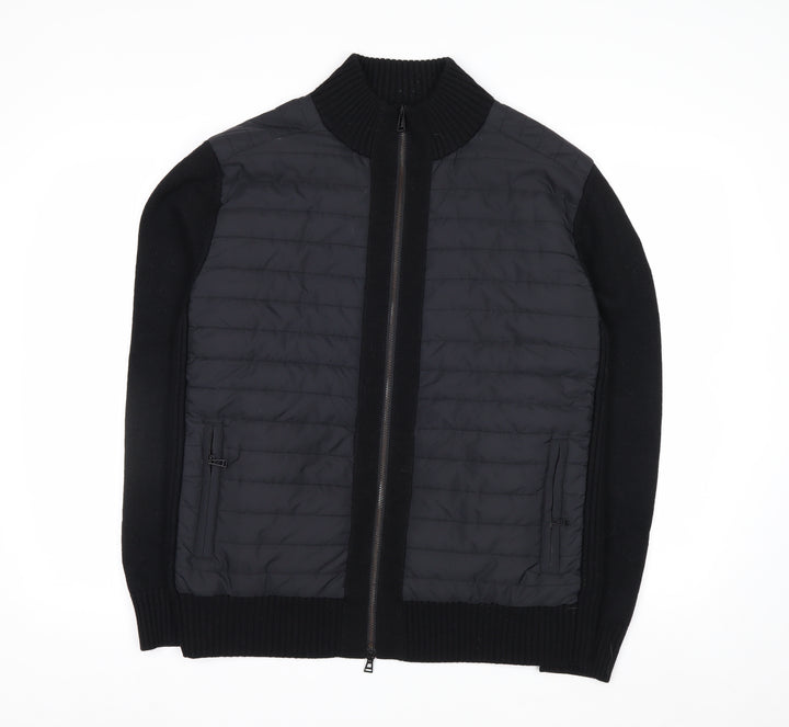 Belstaff Men's Black XL Wool Bomber Jacket with Zip Pockets