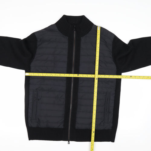 Belstaff Men's Black XL Wool Bomber Jacket with Zip Pockets