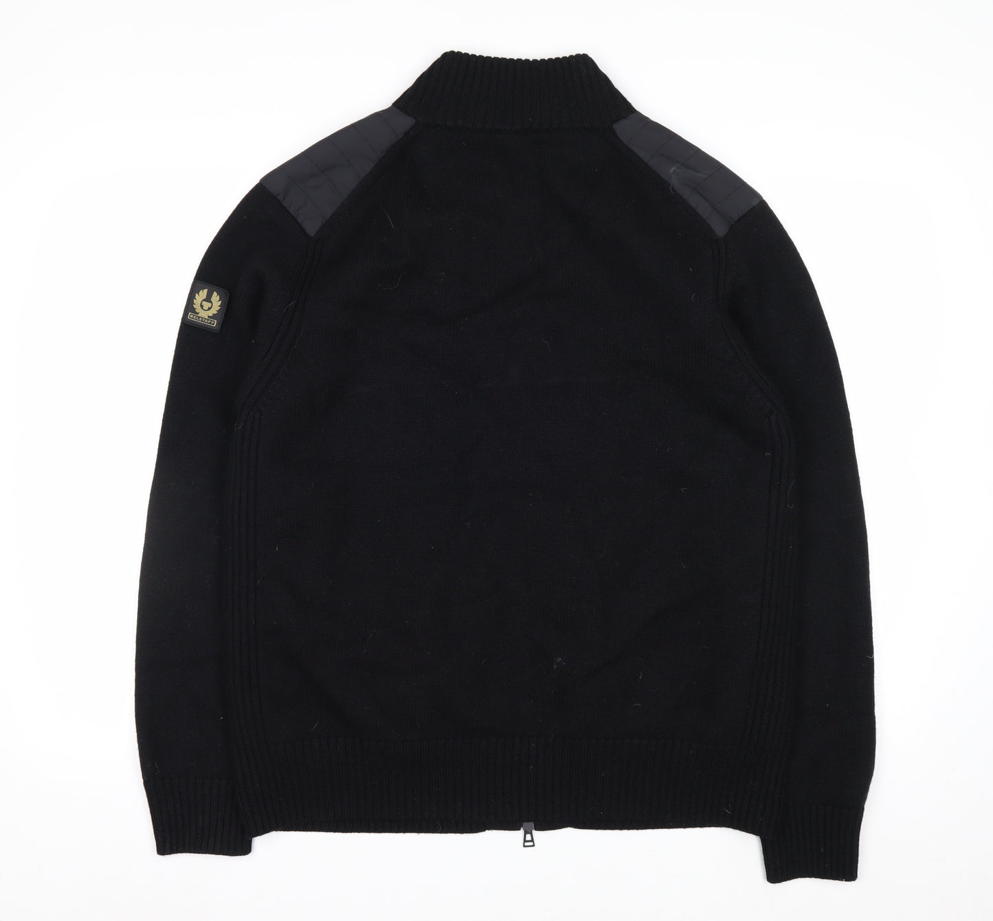 Belstaff Men's Black XL Wool Bomber Jacket with Zip Pockets