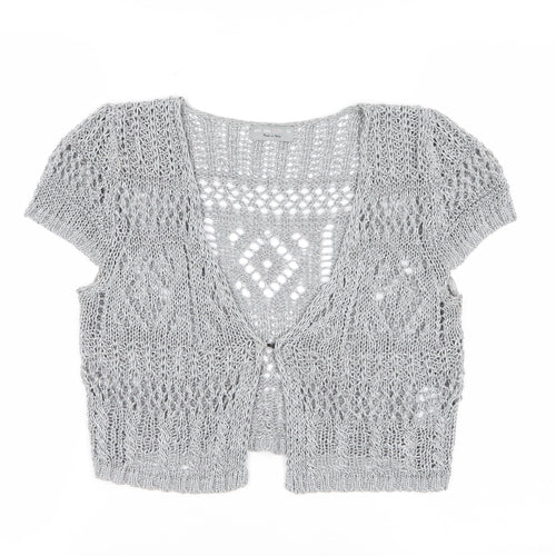 Marks and Spencer Per Una Grey Open Knit Short Sleeve Cardigan Women’s Size 10