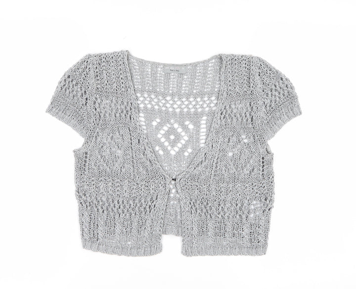 Marks and Spencer Per Una Grey Open Knit Short Sleeve Cardigan Women’s Size 10