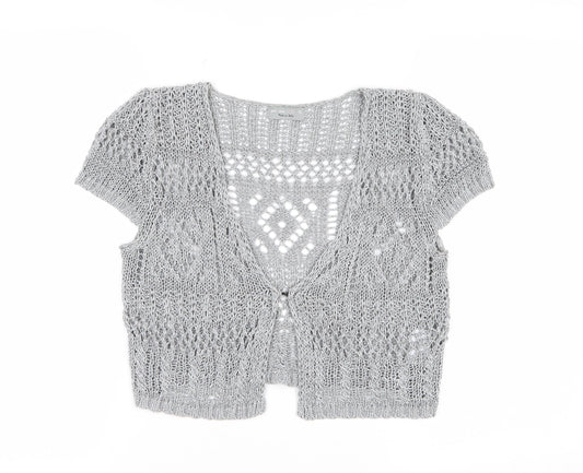 Marks and Spencer Per Una Grey Open Knit Short Sleeve Cardigan Women’s Size 10