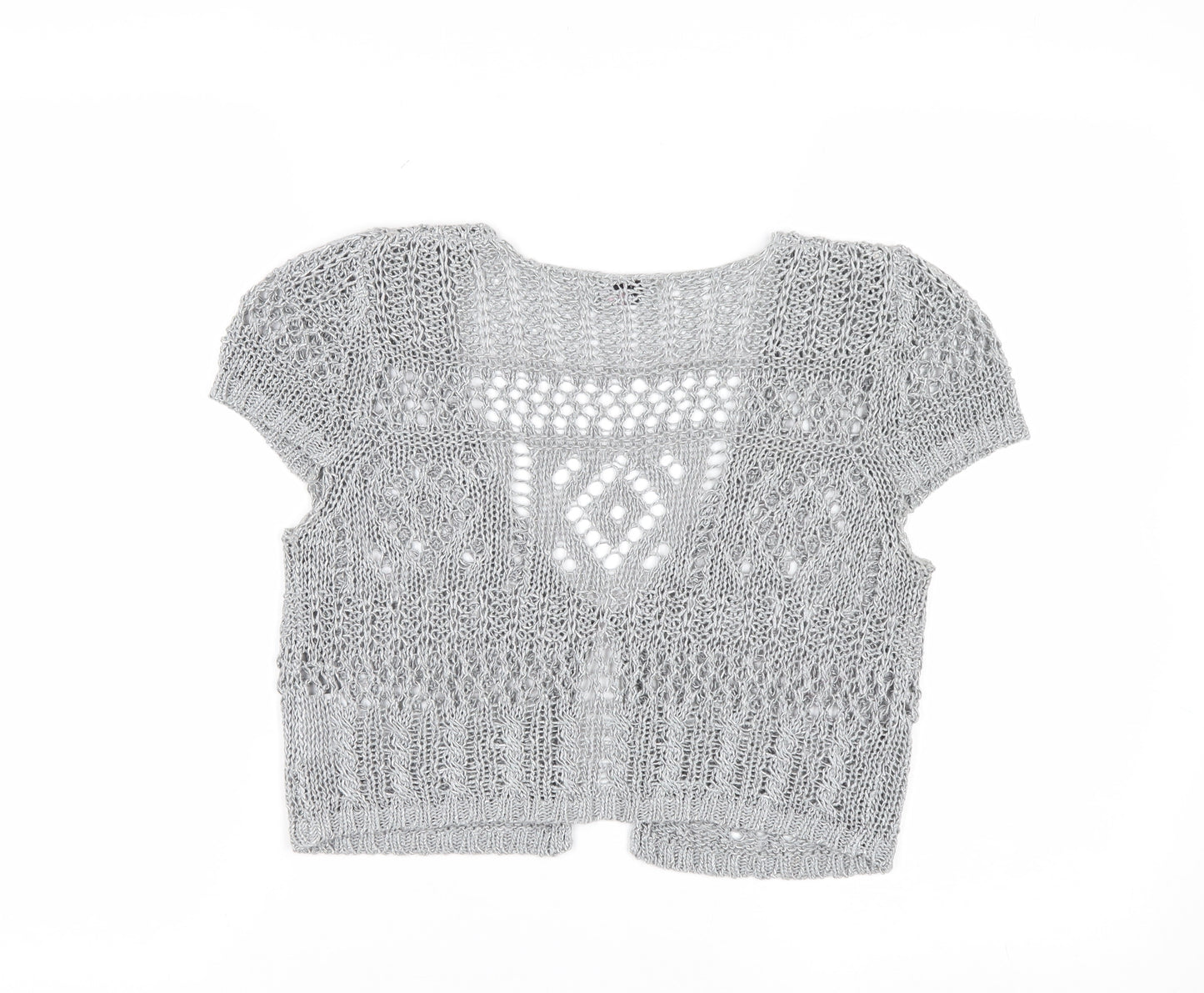 Marks and Spencer Per Una Grey Open Knit Short Sleeve Cardigan Women’s Size 10