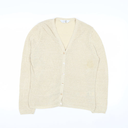 Marks and Spencer Womens Beige V-Neck Long Sleeve Cardigan Size 14