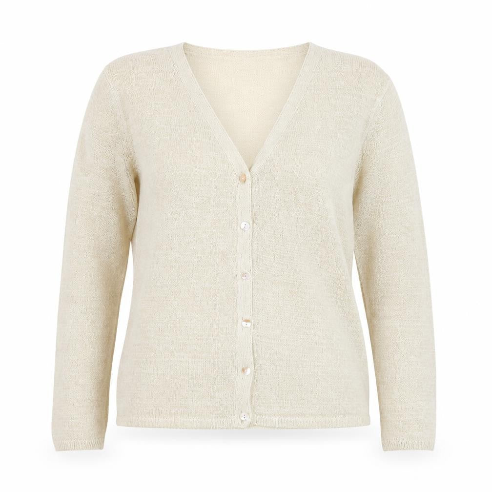 Marks and Spencer Womens Beige V-Neck Long Sleeve Cardigan Size 14