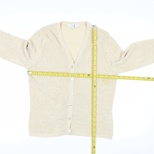 Marks and Spencer Womens Beige V-Neck Long Sleeve Cardigan Size 14