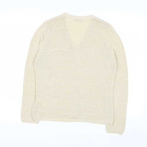 Marks and Spencer Womens Beige V-Neck Long Sleeve Cardigan Size 14