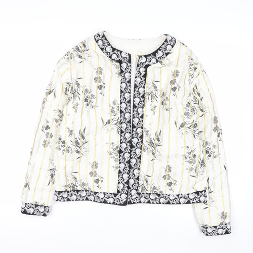 River Island Women Beige Floral Quilted Suit Jacket Small