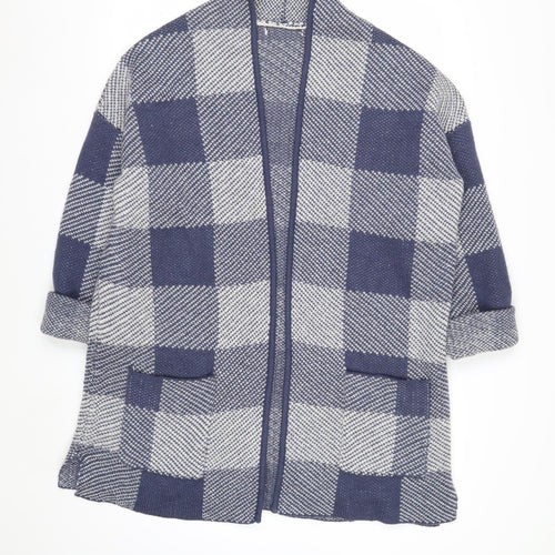 Next Men’s Blue Check Open Knit Cardigan L Wool Blend