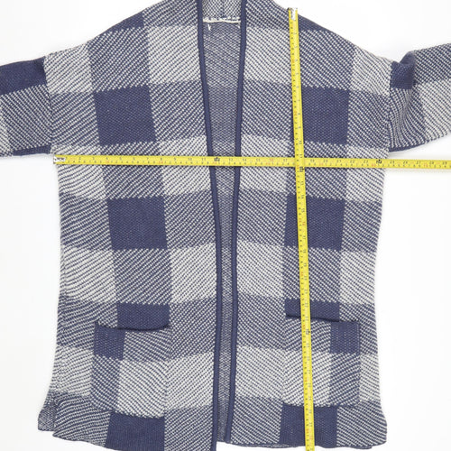 Next Men’s Blue Check Open Knit Cardigan L Wool Blend