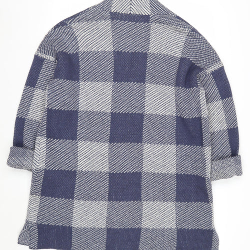 Next Men’s Blue Check Open Knit Cardigan L Wool Blend