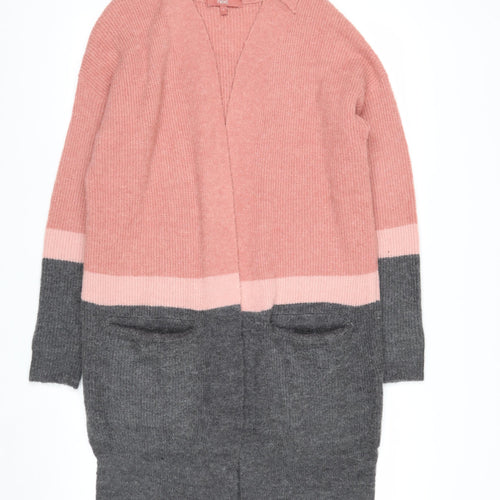 Next Women’s Pink & Grey Long Knit Cardigan Size S Regular Fit