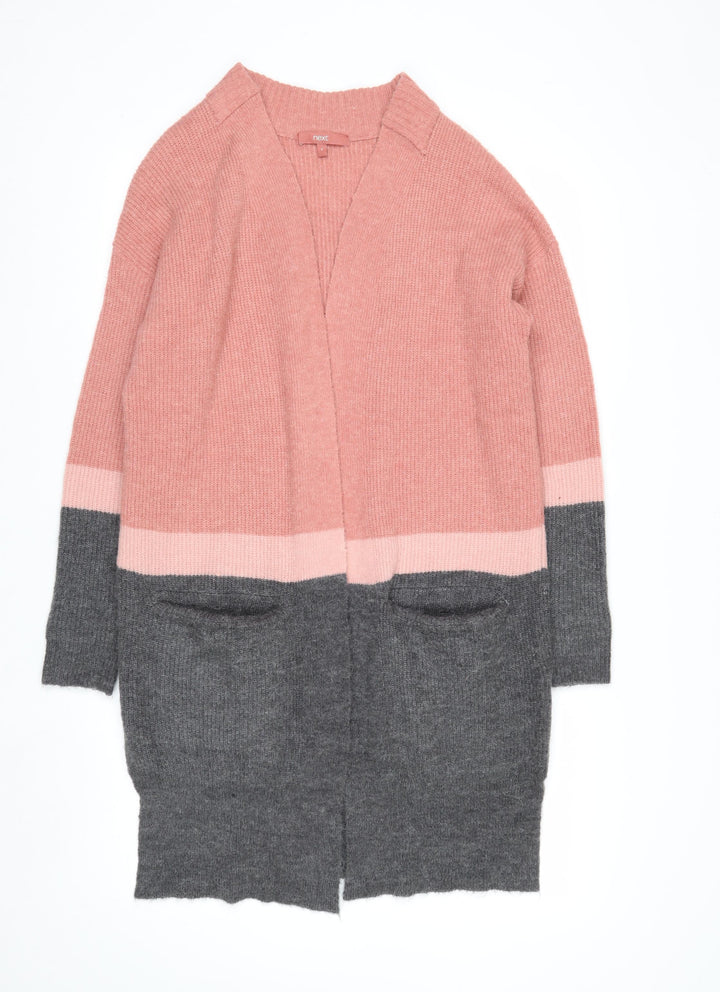 Next Women’s Pink & Grey Long Knit Cardigan Size S Regular Fit