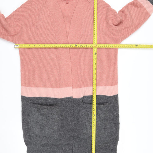 Next Women’s Pink & Grey Long Knit Cardigan Size S Regular Fit
