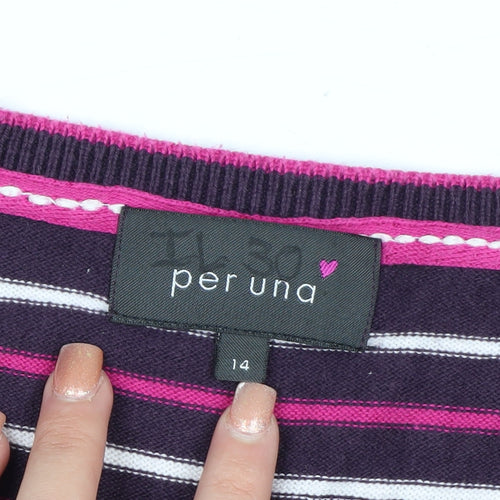 Marks and Spencer Per Una Women Purple Cardigan Size 14 Snowflake Knit