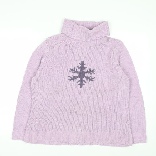Viza-a-Viz Womens Purple Roll Neck Chunky Knit Jumper Size L