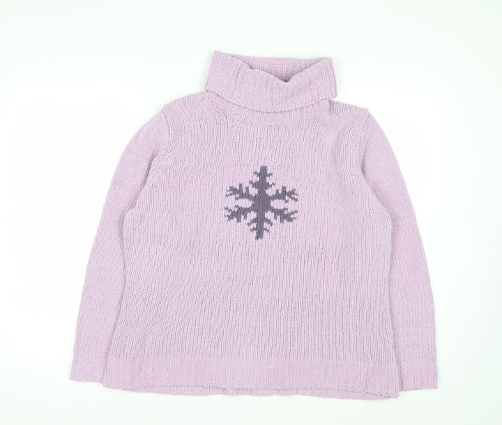 Viza-a-Viz Womens Purple Roll Neck Chunky Knit Jumper Size L