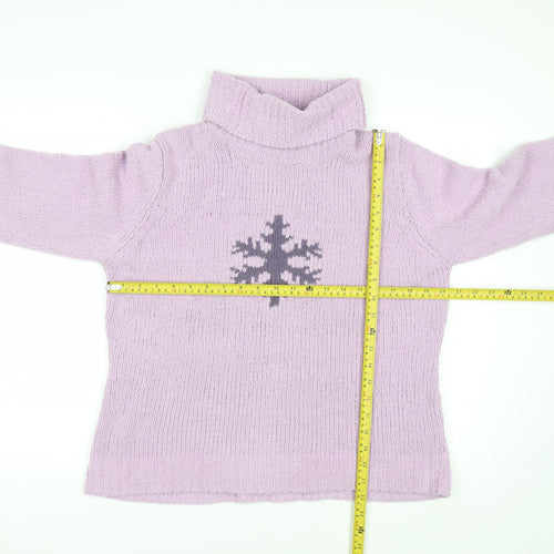 Viza-a-Viz Womens Purple Roll Neck Chunky Knit Jumper Size L