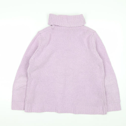 Viza-a-Viz Womens Purple Roll Neck Chunky Knit Jumper Size L