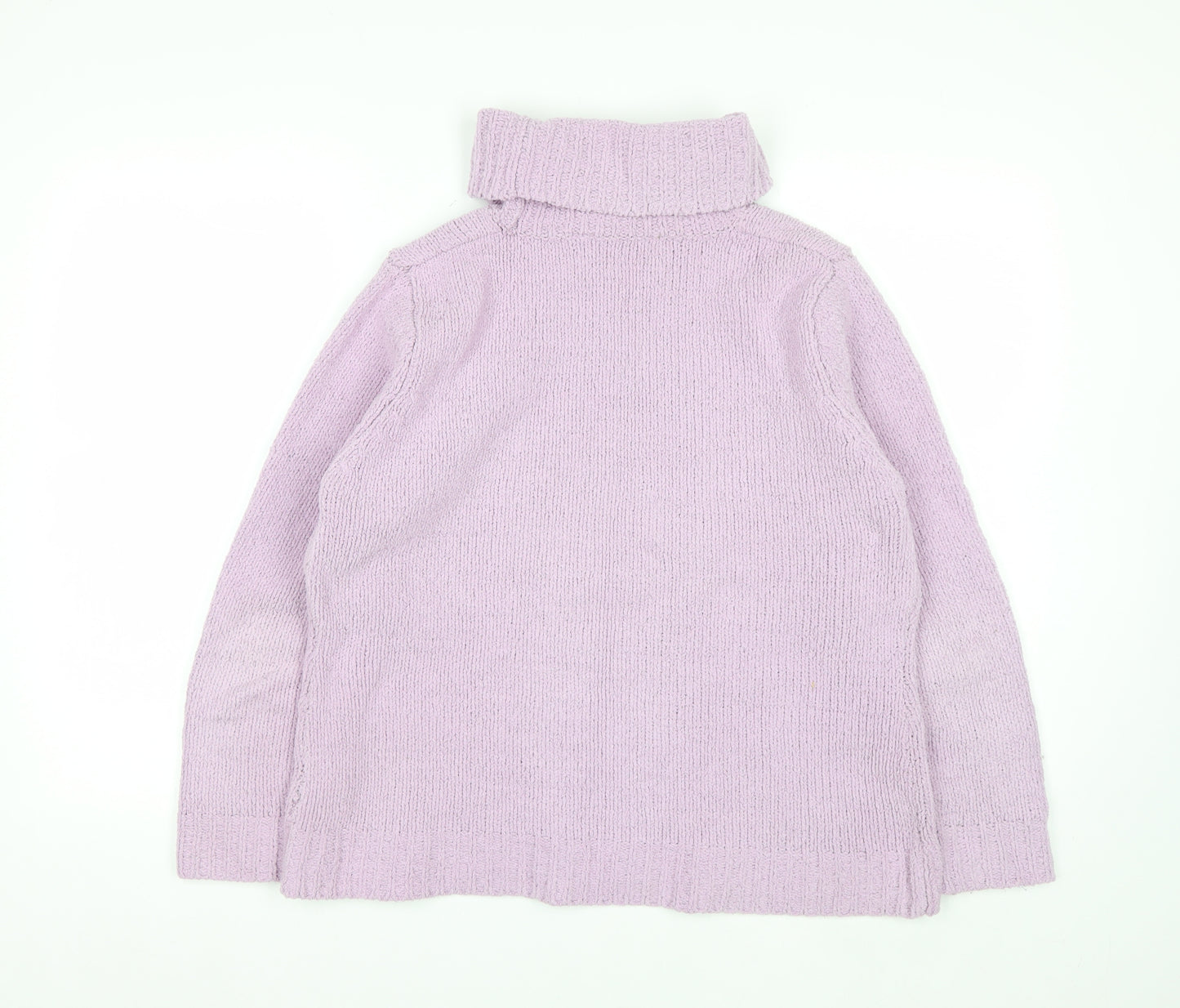 Viza-a-Viz Womens Purple Roll Neck Chunky Knit Jumper Size L
