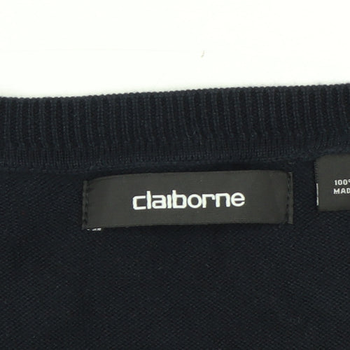 Claiborne Men's Black Purple Argyle Cotton V-Neck Vest M