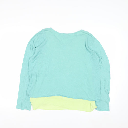 Sigrid Olsen Women Green V-Neck Knit Pullover Jumper Size M