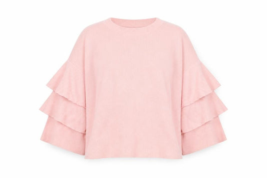 Front view of Lost Ink Women's Pink Ruffle Sleeve Knit Jumper, size 6