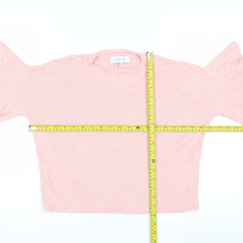 Lost Ink Women's Pink Ruffle Sleeve Knit Jumper Size 6