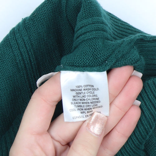 John Ashford Men's Green V-Neck Cotton Jumper Size S